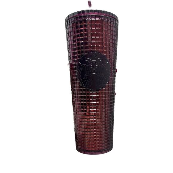 Starbucks Grid Christmas Holiday (2020) 24oz Cold Cup Berry Plum NWT - Picture 1 of 2